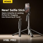 Gậy Selfie RTAKO H18LPRO (Compatible with 4.6" - 7.2", With Bluetooth Remote Control, Secondary handle, 270° tilt and 360° panoramic rotation, 1.8m height) - Ảnh 3